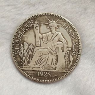 Republique Francaise 1926 Year Coin 100 Silver Piastre De Commerce 30g
