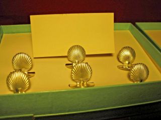 TIFFANY sterling silver SET OF 6 SHELL PLACE CARD HOLDERS FABULOUS 2