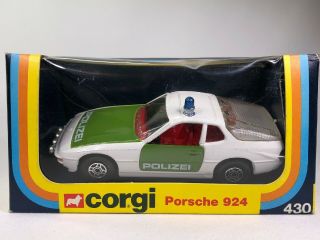 Corgi 430 Porsche 924 Polizei Model,  White Vintage 1978,  Die Cast,