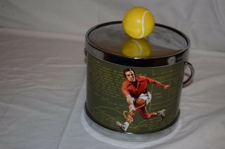 Vintage 70s Tennis Ice Bucket,  Newcombe & Roche Retro Litho