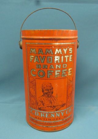 Antique Tin Can Pail Bucket Mammy 