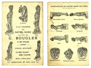 Antique French Advertisement,  Gargoyles And Chimeras From Notre - Dame De Paris