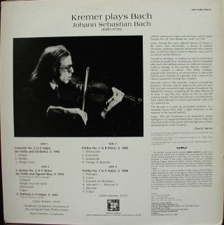 Gidon Kremer/Bach E Major Violin Concerto; Sonata in E Minor MHS Stereo 2