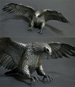 Realistic Impressive Large Marked Spanish Solid Silver Eagle Scupture Figurine