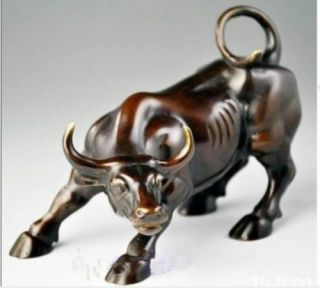 Big Wall Street Bronze Fierce Bull Ox Statue 13 Cm / 5.  12 Inches