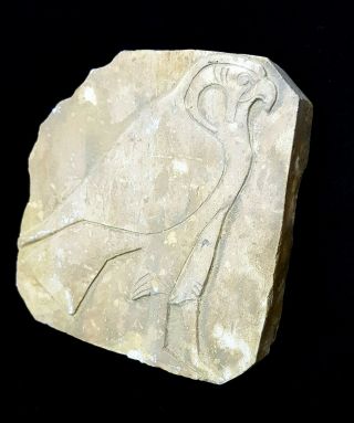 Rare Egyptian Horus Relief Sculpture Plaque Ancient Wall God Falcon stone carved 3