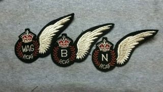 Group Of 3 Rcaf Wwii Half Wings B,  N,  Wag In The Curved Form