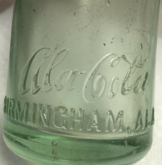 Rare ? Script Birmingham Ala Coca Cola Straight Sided Aqua Colored Bottle Coke