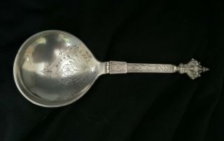 Antique Marius Hammer Engraved 830 Silver Mourning Momento Mori Folding Spoon