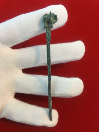 Roman Ladies Bronze Hair Pin With Elephant,  1st/2nd Century,  Ancient Jewellery