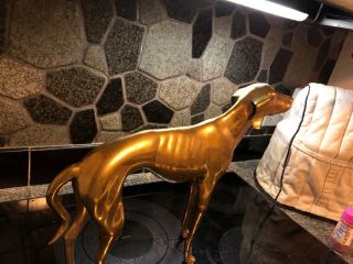 Large Vintage 1960s Hollywood Regency Brass Greyhound Dog Statue Figurine 3