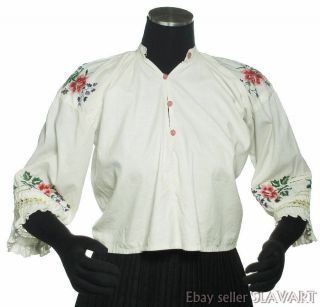 Vintage Polish Folk Costume Blouse Embroidered Peasant Top Lowicz Poland Ethnic