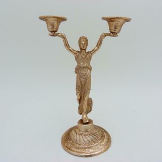 An Unusual Vintage French Art Nouveau Style,  Coppered Figural Candelabra