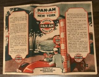 Early Pan - Am Graphic Road Map 1920s 30s - Standard Oil Gas Sign Can Tin Esso