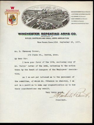 1917 Winchester Repeating Arms Co - Rifles Guns Scarce Letter Head
