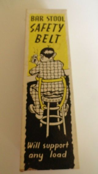 Rare Vintage Gag Gift Bar Stool Safety Belt Novelty For The Drinker Beer