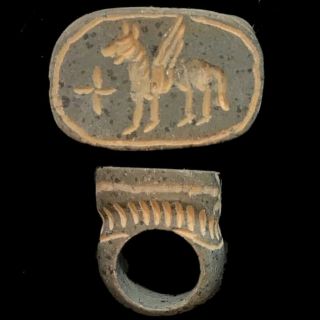 Ancient Gandhara Stone Intaglio Seal Ring,  300 Bc (1)