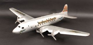Vintage 1950s Paa Pan American Airways Marx Dc - 4 Pressed Steel Toy Airplane