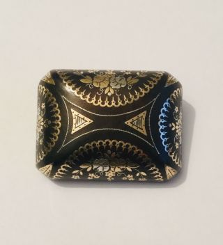Victorian Large Faux Tortoiseshell Pique Brooch - Gold & Silver Inlay