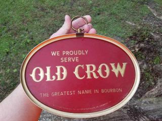 Old Crow Bourbon Kentucky Whiskey Reverse Glass Hanging Sign Frankfort Ky Beeco