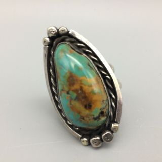 Hefty Gorgeous Vintage Turquoise And Sterling Silver Ring - Size 10.  5