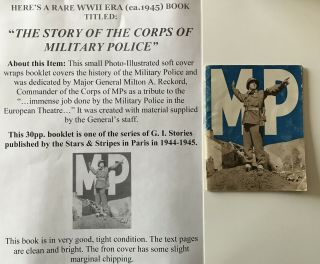 Wwii 1945 The Story Of The Corps Of Military Police Photo Illus Mp History Book