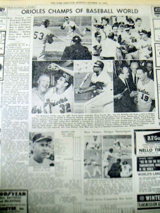 5 1966 Newspapers Baltimore Orioles Win 1st Baseball World Series Vs La Dodgers