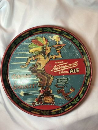 Vintage Dr.  Seuss Narragansett Beer Indian Chief Gansett Metal Tray