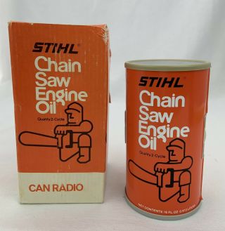 Collectors Stihl Chain Saw Oil Can Radio Am Bc