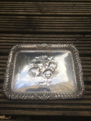 Antique Solid Sterling Silver Tray REYNOLDS CHERUBS Angels Hallmarked 2