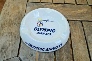 Fly With Olympic Airways Vintage Ceramic Ashtray Made In Italy Top