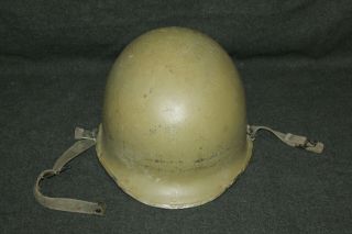 Ww2 - Korean War Era U.  S.  M1 Helmet,  Front Seam W/chinstraps,  No Liner