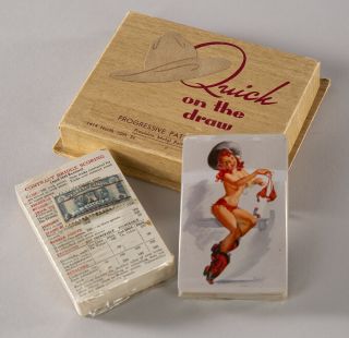 Vintage Cased Double Deck Joyce Ballantyne B&b Western Pin - Up Girl Playing Cards