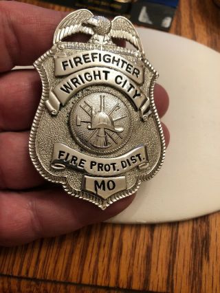 Wright City Missouri Firefighter Badge - Hallmarked Blackinton