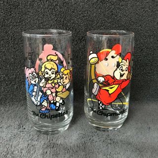 Chipmunks Alvin And Chipettes 16 Oz Drinking Glasses (2) Tumblers Circa 1985