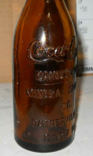 Amber Coca Cola Straight Side bottle Painesville Ohio 7 OZ 2