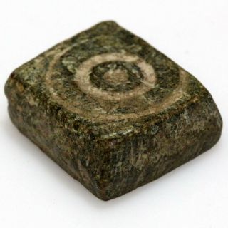 Intact Byzantine Bronze Carved Square Weight Circa 500 - 700 Ad