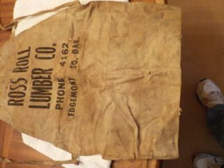 Vintage Ross Roll Lumber Company Nail Bag Edgemont So.  Dak.
