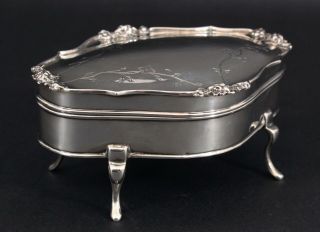 Antique Hallmarked William Comyns English Sterling Silver Dresser Jewelry Box