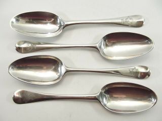 Rare Set Of Four Antique Silver Hanoverian Table Spoons / London 1748 Ref 188