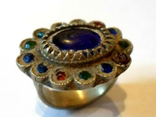 ,  Detector Find,  Post Medieval Bronze Ring With Glass/stones.