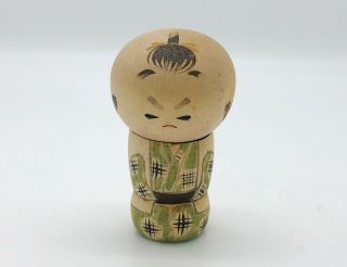 3.  1 Inch (8 Cm) Japanese Vintage Wooden Sosaku Kokeshi Signed Tamamizu
