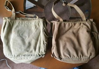 2 Us Army Wwii Musette Bags W/ Straps 1941 & 1942 Luce & Atlantic Products