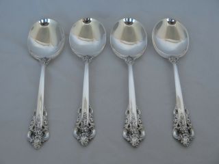 Set Of 4 Wallace Sterling Silver Grande Baroque Cream Soup Spoons