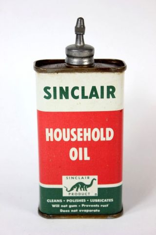 Sinclair Dino Vintage Lead Top W/ Cap Handy Oiler Household Oil Tin Can
