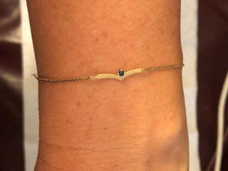 Vintage 10k Yellow Gold S Chain Bracelet With Blue Sapphire 7.  5 Inches