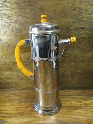 Vtg Farber Bros Krome Kraf Coffee Tea Serving Pot Chrome Bakelite 12 1/2 " Tall
