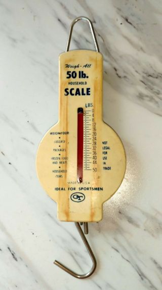 Vintage Ot Weigh - All Portable Hand Held 50 Lb.  Household Scale