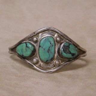 Vintage Southwest Sterling Silver And Turquoise Cuff Bracelet