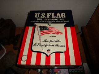 Vintage Dettra Flag Co Bull Dog 50 Sewn Stars Stripes Us Flag 5 X 8 Bunting